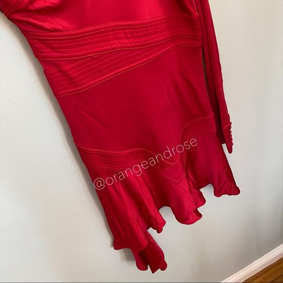 NWT ALEXIS Red Berry One Shoulder Sleeve Asymmetrical Mini Dress Cute Cocktail S - Picture 6 of 9